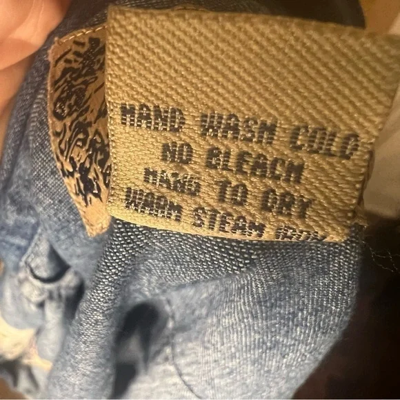 Vintage Tantrum Blues Denim Floral Embroidered Full Zip Shirt SZ 3X Cottagecore - Picture 7 of 7